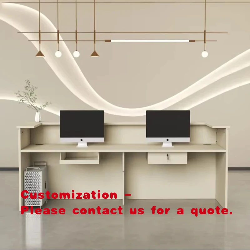 custom.Modern Reception Desk Office Hotel Gym & Hospital-Customizable Wood Front Desk with Cash Register Solution