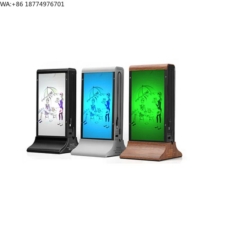 Restaurant Tabletop Advertising Display Digital Signage LED Backlight Advertising Board Menu Power Bank Portable Phone Charger
