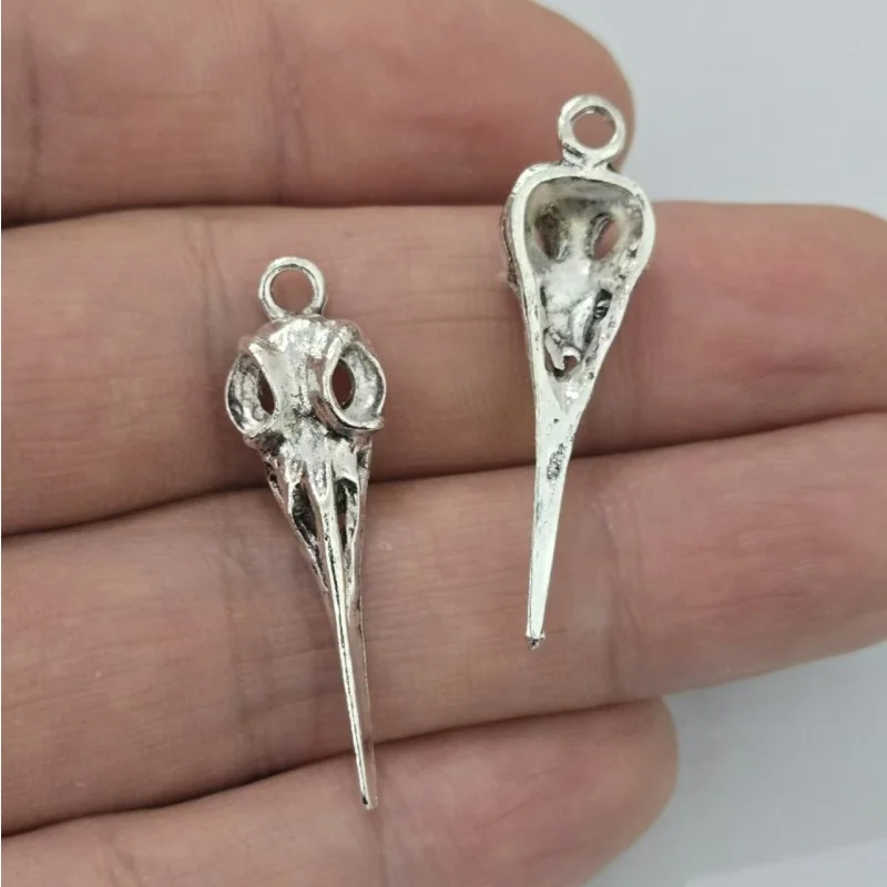 10pcs Raven Skull Bird Head charm 35x9mm Tibetan Silver Plated Pendants Antique Jewelry Making DIY Handmade Craft