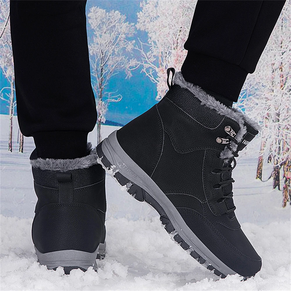 Winter Men\'s Snow Boots Couple Waterproof Sports Casual Shoes Plush Warm Men\'s Boots Outdoor Men\'s Hiking Boots Work Travel Shoe