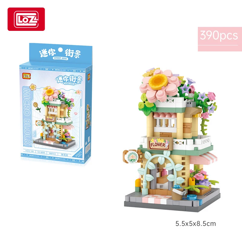 LOZ Street View Series Food Street Ice Cream Shop Panda Cafe Flower Shop Microdeeltjesmodel bouwstenen speelgoed voor kinderen