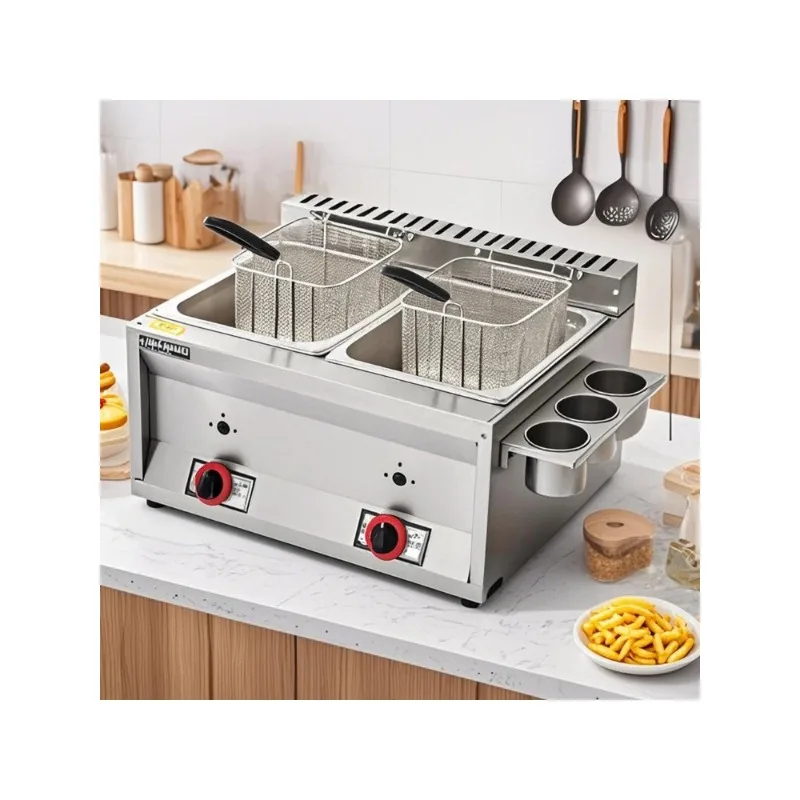كونترتوب خزان البروبان المقلاة العميقة معدات البطاطس المقلية التجارية سطح المكتب الكهربائية الغذاء المقلي الدجاج المقلي المقلاة