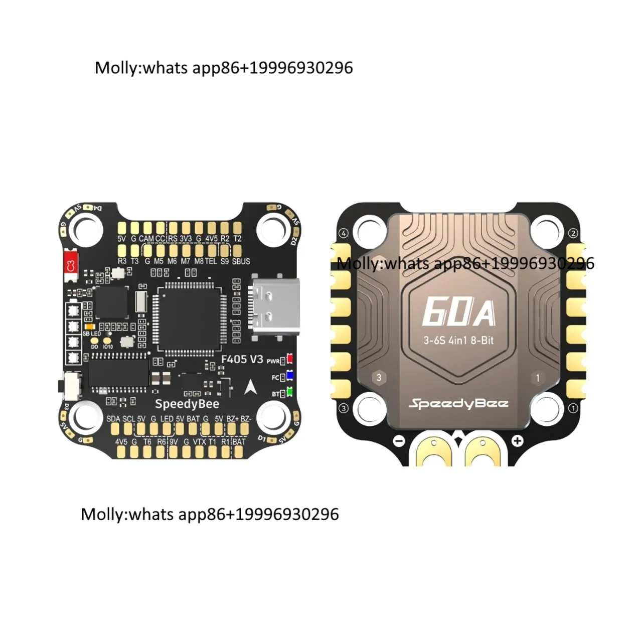 SpeedyBee F405 V4 BLS 60A Stack 30x30 Flight Controller & 4-in-1 ESC Built-in  Barometer Blackbox for 3-6S FPV Drone
