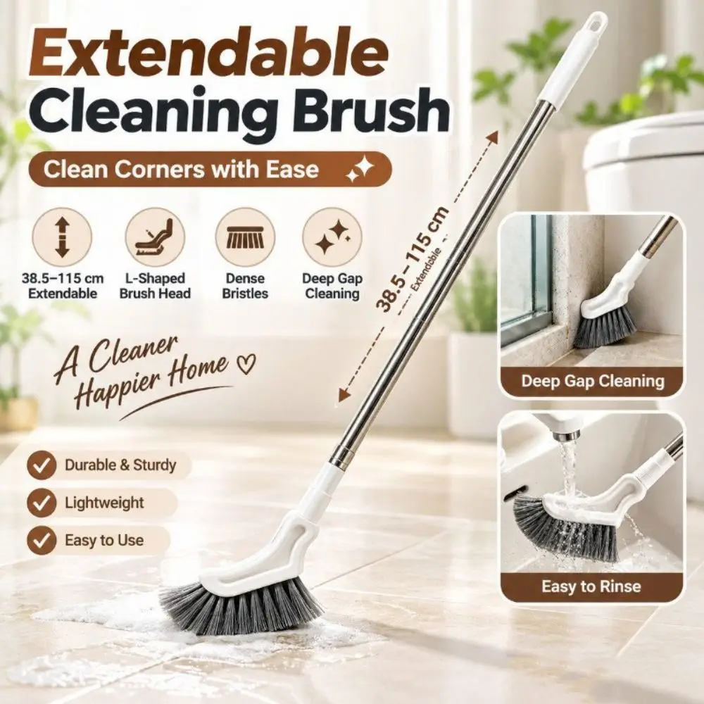 Long Handle Extendable Cleaning Brush Wall Hanging Drainable Crevice Cleaning Brush Narrow Head Gap Cleaning Brush