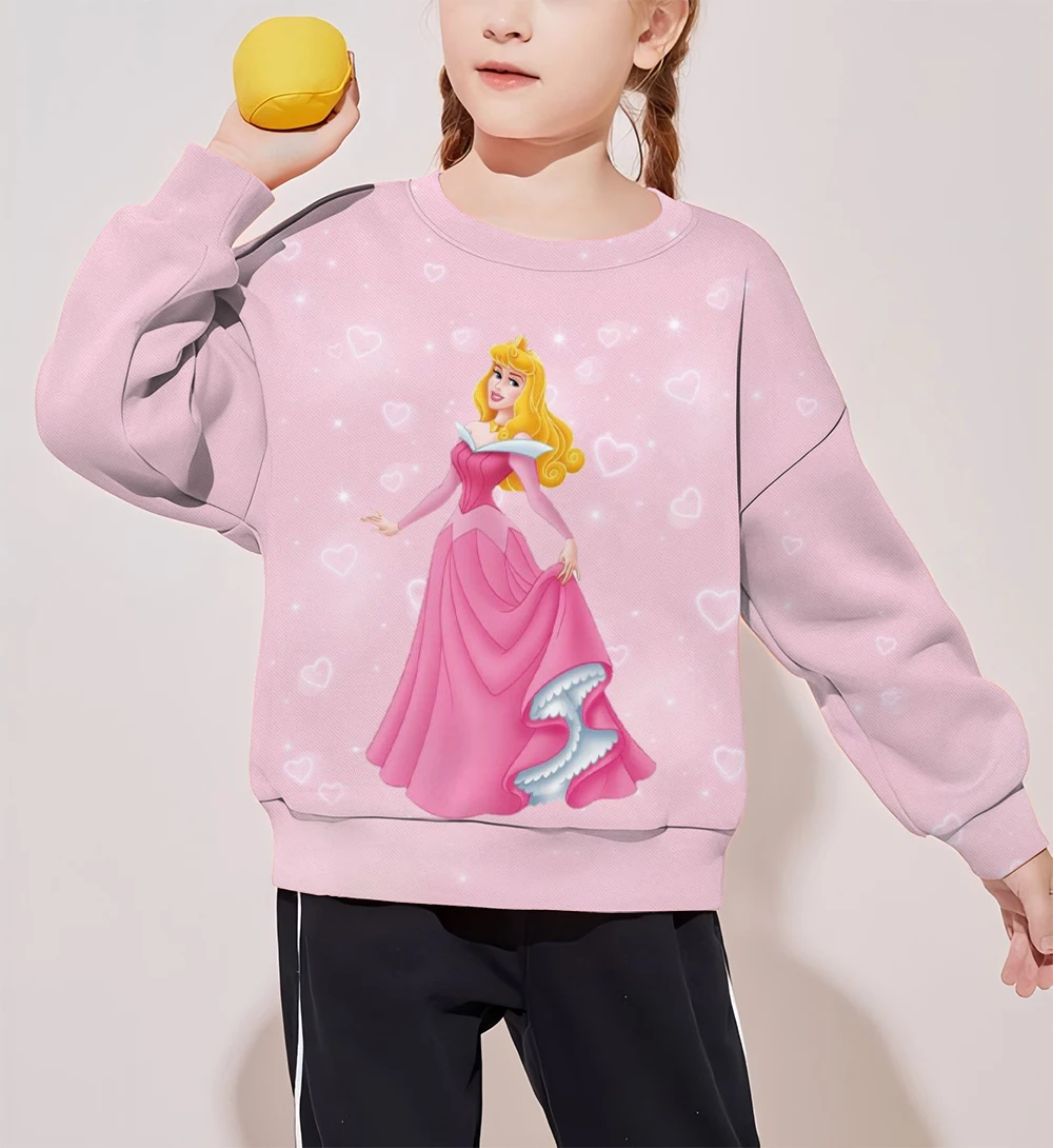 Sleeping Beauty Snow White Fantasy Print Fashion Korean Autumn Girl Pullover Long Sleeve Disney Round Neck Casual Girl Sweatshir