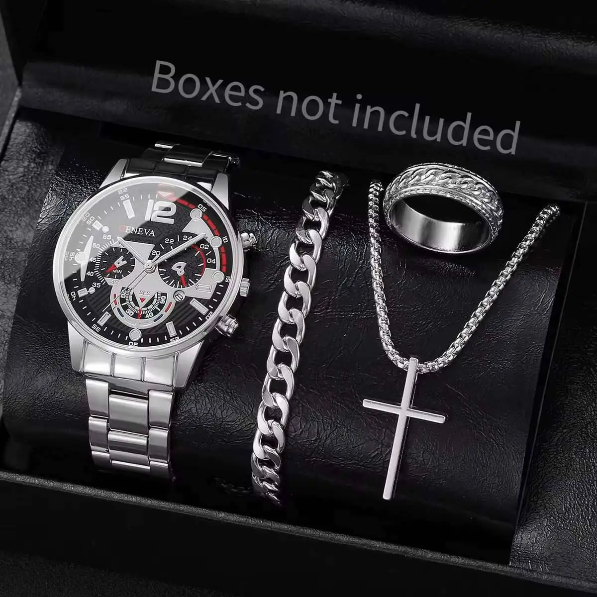 4PCS/Set Fashion Men Business Watches Analog Quartz Watch for Mens Clock Reloj Hombre（Without Box）