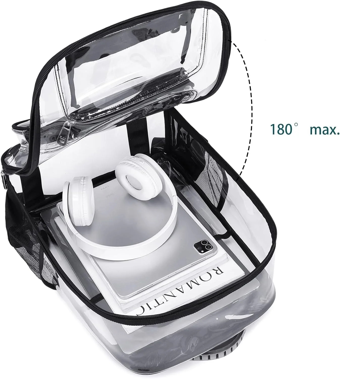 กระเป๋าเป้สะพายหลังใส Heavy Duty TPU ดูผ่านกระเป๋าเป้สะพายหลังโรงเรียนสนามได้รับการอนุมัติตรวจสอบความปลอดภัยอย่างรวดเร็ว See Through Bookbag