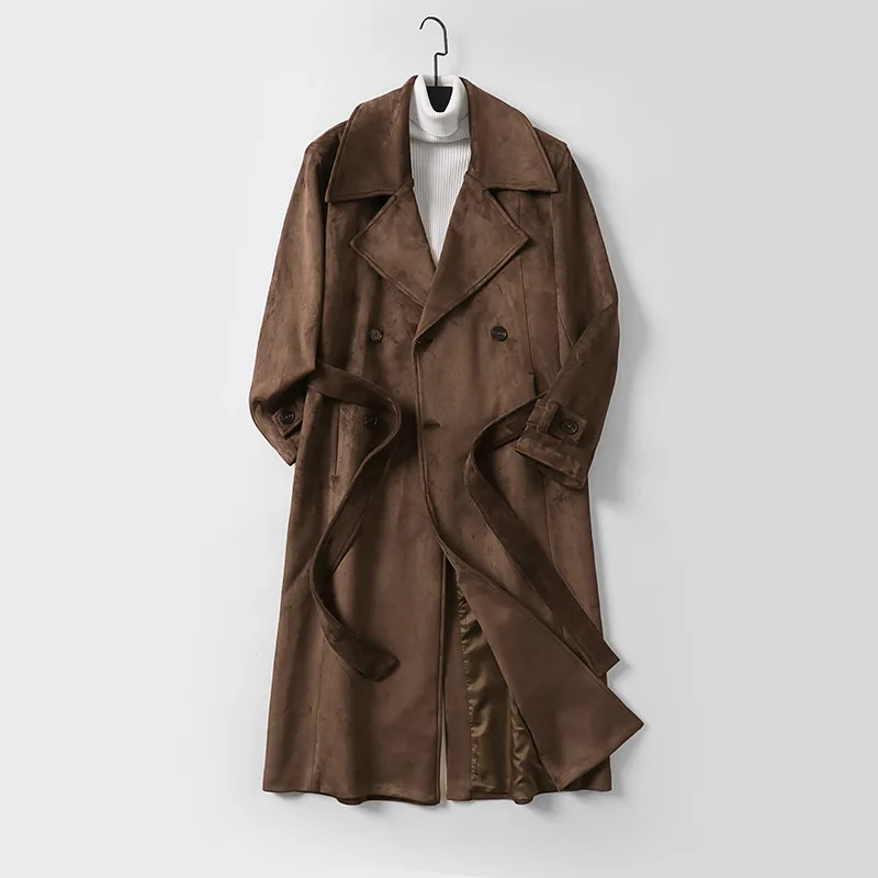 

Elegant Vintage Velvet Coat Double-breasted Lapel Coat Trench Coat Men Spring Autumn