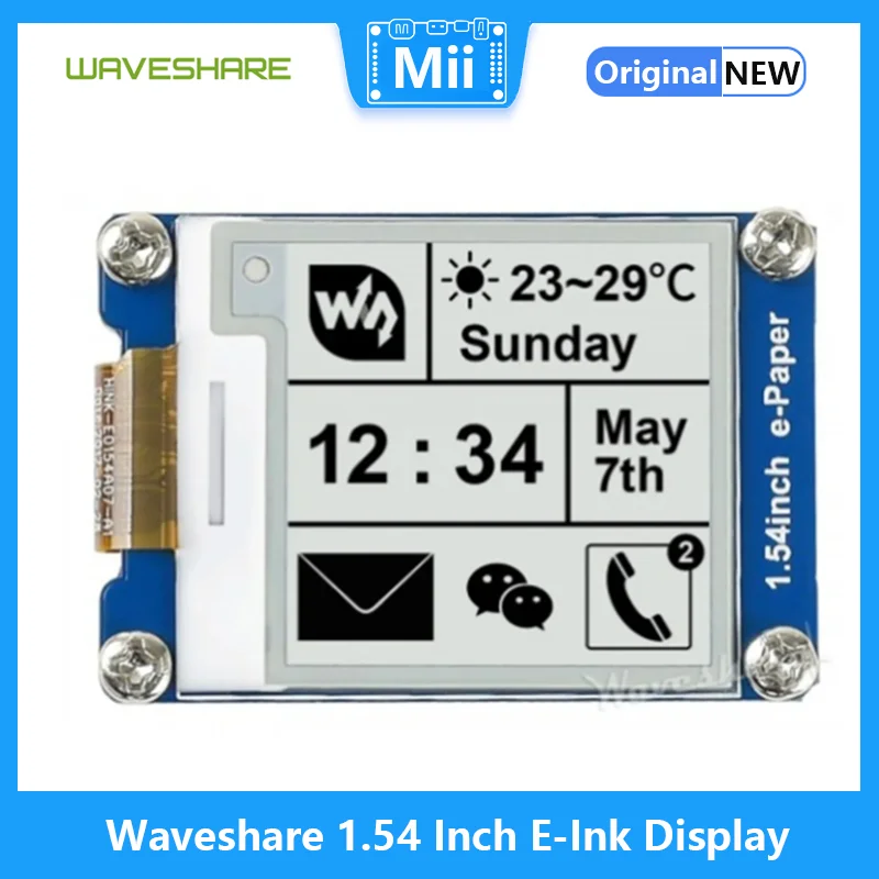Waveshare 1.54 Inch E-Ink Display Black/White e-paper 200x200 resolution SPI interface, for Raspberry Pi