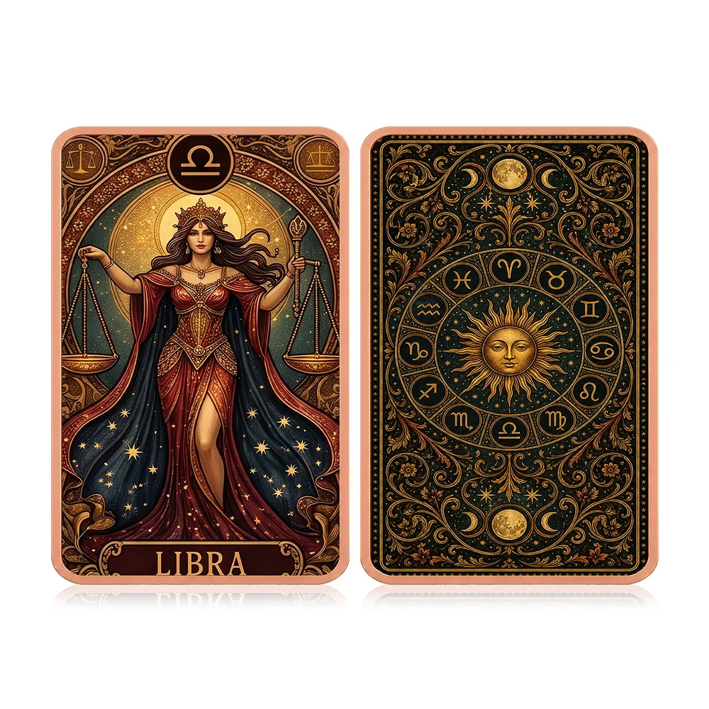 Libra Zodiac Libra Zodiac 5 oz AVDP 999 Fine Copper Rectangle Bar Scales Goddess 12 Constellation Collectible Medal