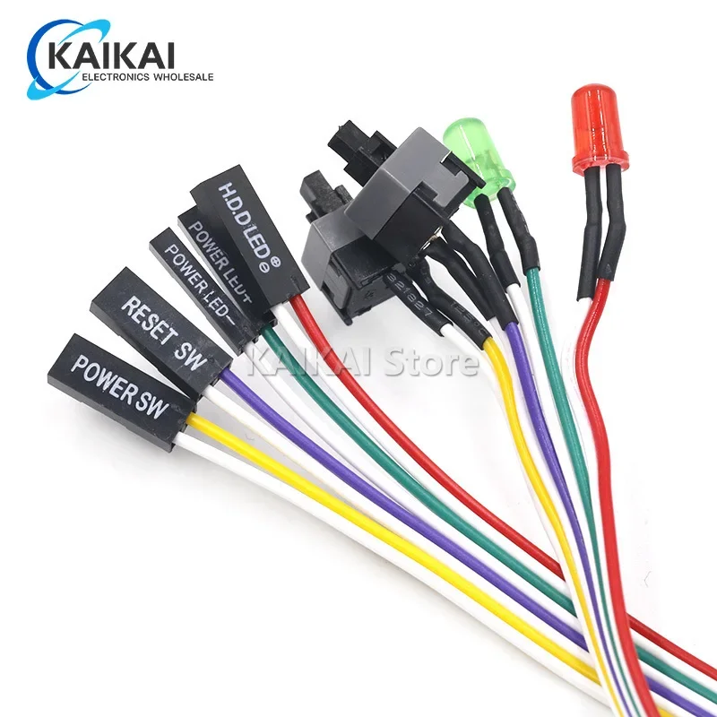 66CM Slim ATX PC Compute Motherboard Power Cable Original On/Off/Reset with LED Light PC Power Reset Switch Push Button Switch