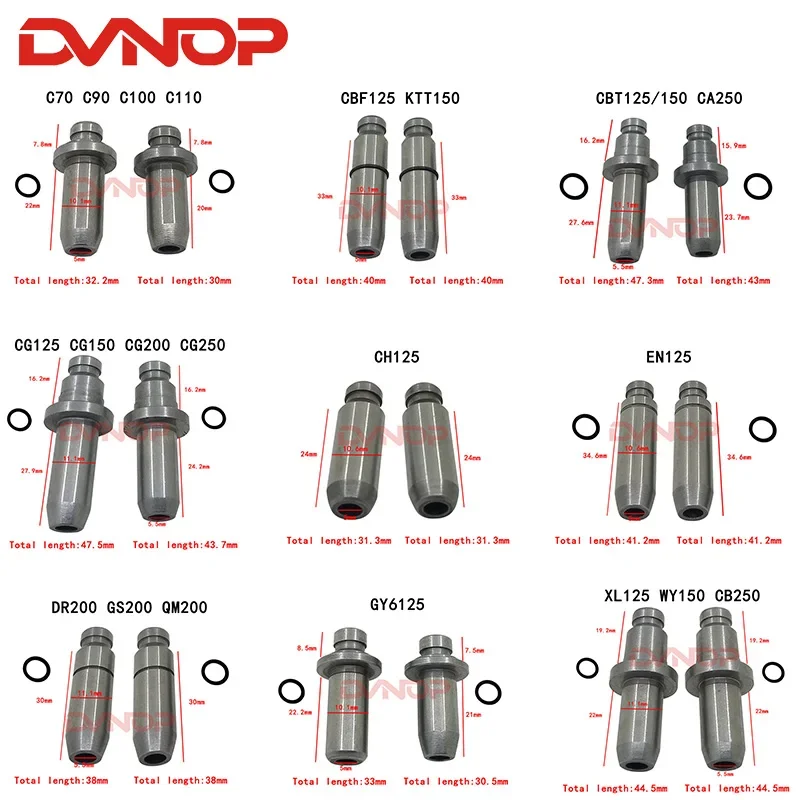 1 para rur prowadzących zawory do motocykli Scoote GY650 GY6125 GY6 GS125 CG125 150 200 EN125 WY125 XL125 XR125 CBF150 ZY125 CA250