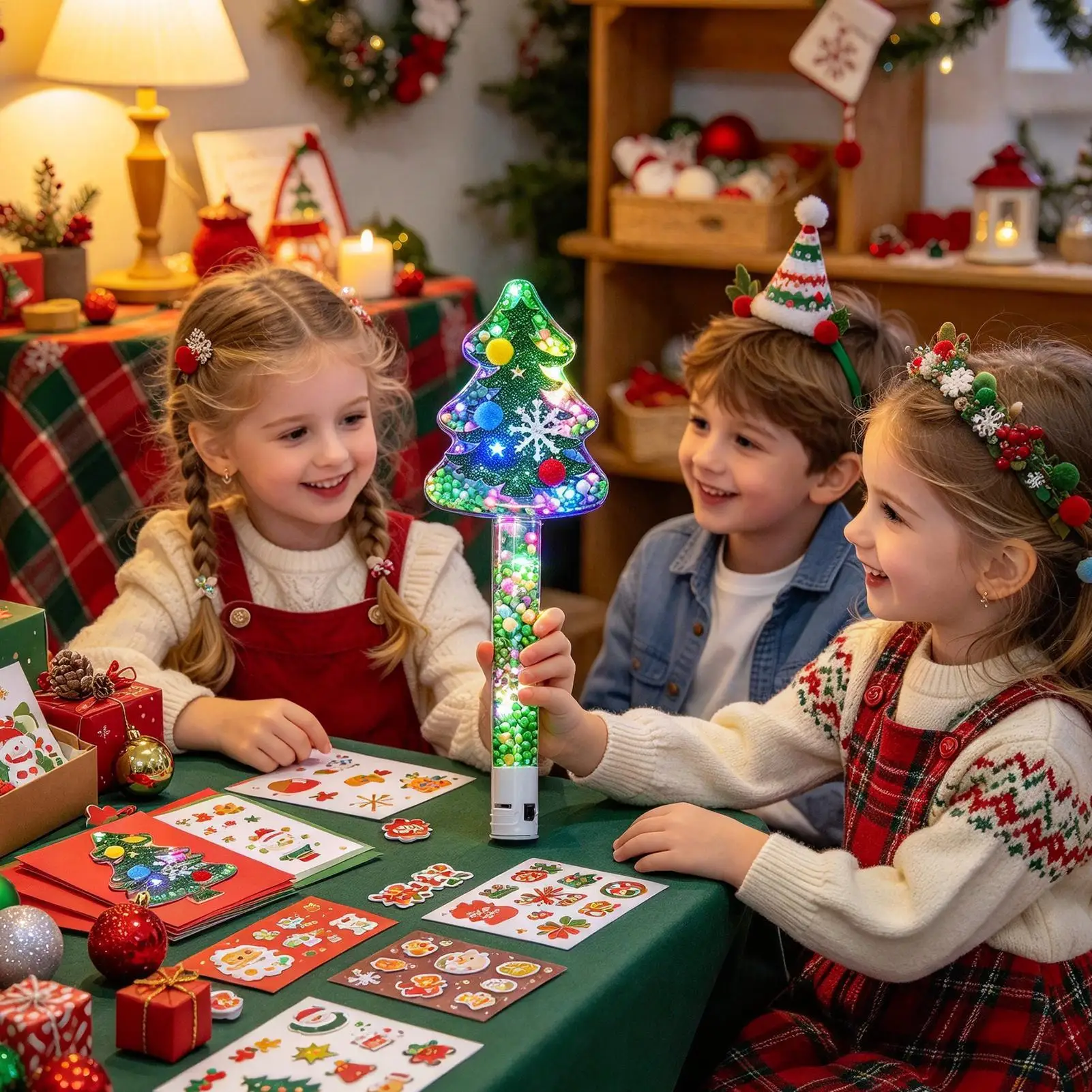 Light Up Christmas Wand Handheld 3 Modes Christmas Tree Wand LED Glowing Toy Stick For Boys Girls Teens Hosts Home Apartment