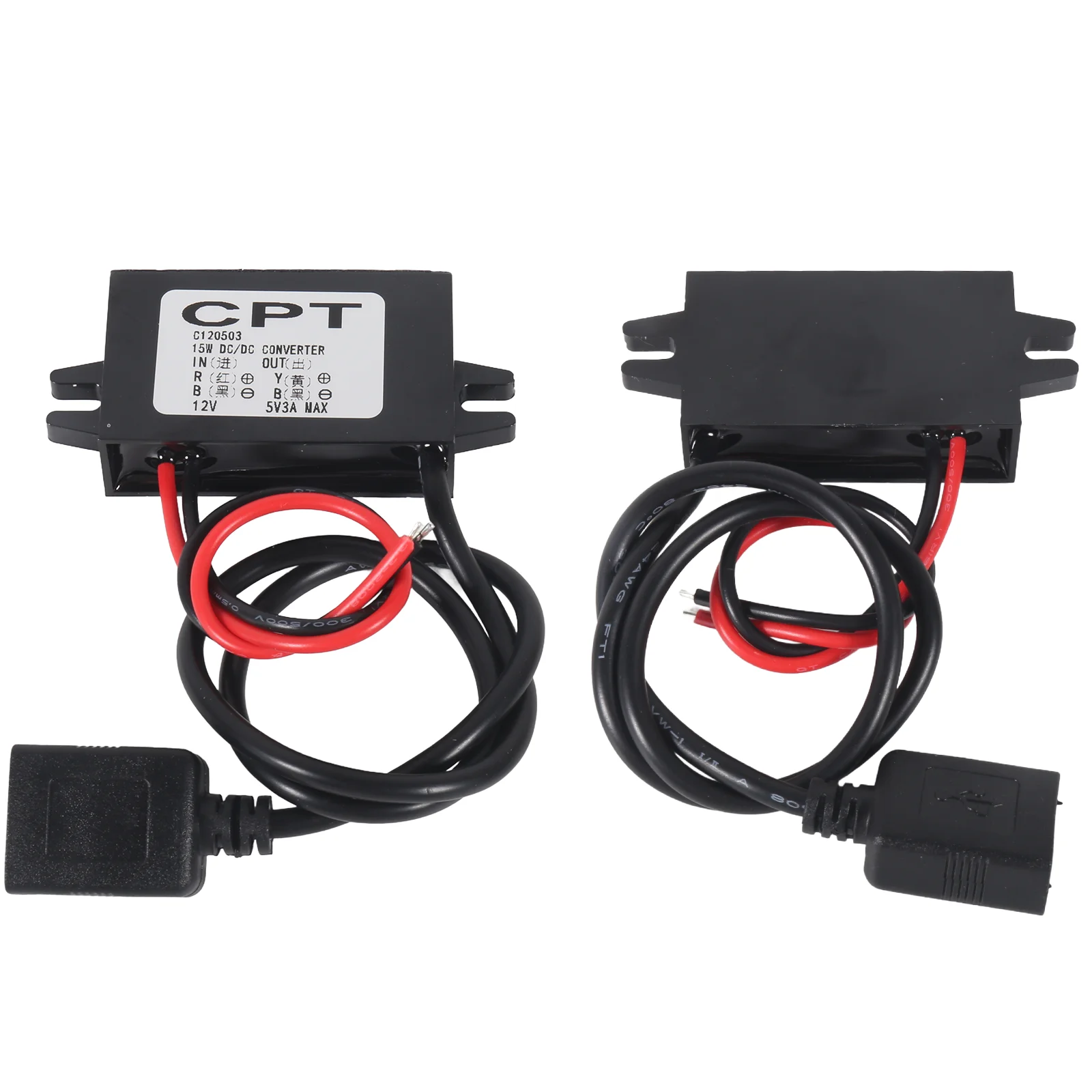 Waterproof 12V to 5V Converter DC-DC Step Down Module Power Adapter USB-A Female/Type C/dual USB/open Wire Connector view 6