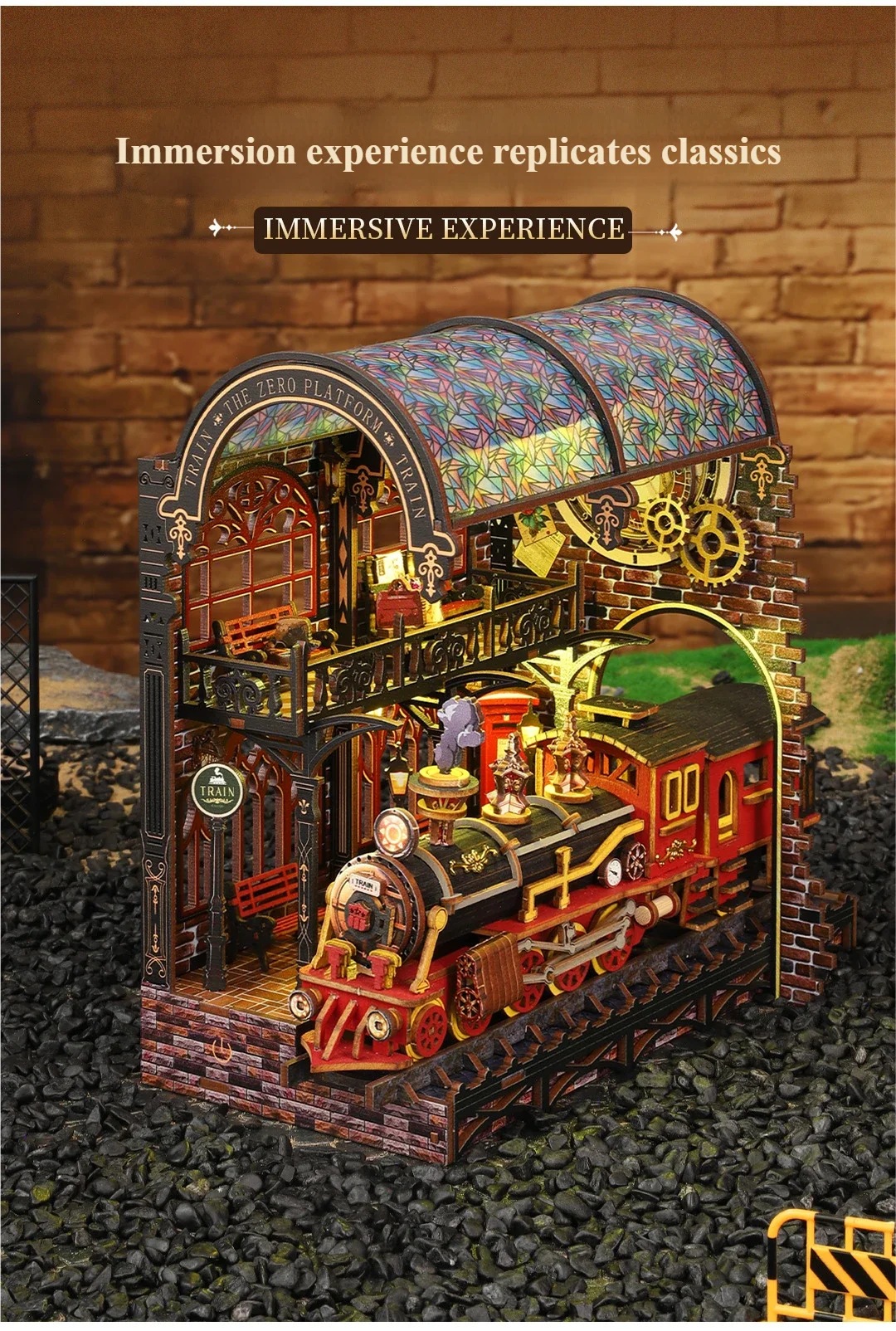 منصة صفر نقطة حامل كتب DIY 3D لغز كتاب تجميعها قطعة الزخرفية DIY منزل يدويا نموذج قطار الرجعية #6