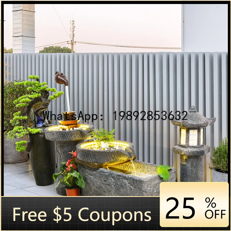 LYY   Pastoral Stone Mill Landscape Rockery Water Fountain Circulating Water Feature Garden Decoration Resin Ornament