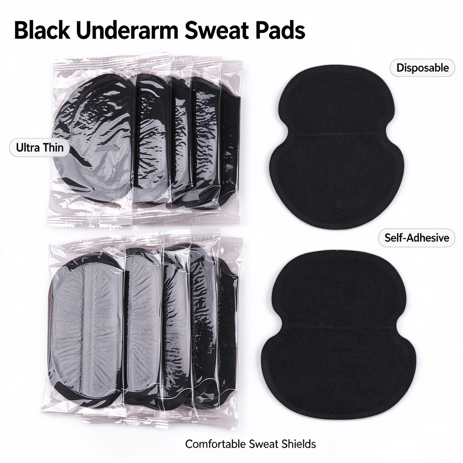 5/10/25 Pairs Disposable Underarm Sweat Pads Cotton Armpit Sweat Shields Black Anti-Sweat Absorbent Underarm Guards Stickers