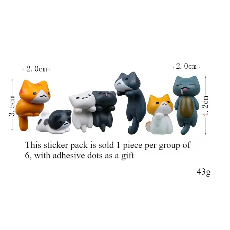 6 יחידות קישוט חתול מיני חמוד קישוט למרכז הרכב קישוטים למראה אחורית של לוח המחוון של הרכב אביזרים לרכב