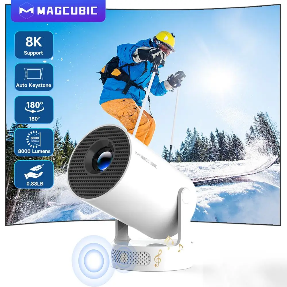 Magcubic Projector HY300 PRO + 8K Android 14 Dual Wifi6 Allwinner H726 BT5.4 1080P 1280*720P Home Cinema Outdoor Projetor