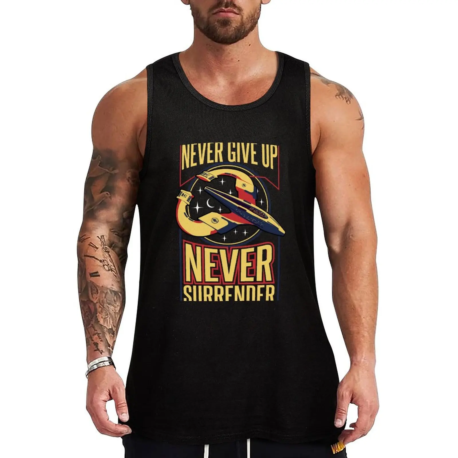 NSEA Protector Never Give Up Never Surrender v2 Tank Top Fitness Tank Top Lightweight Breathable Gym Shirt