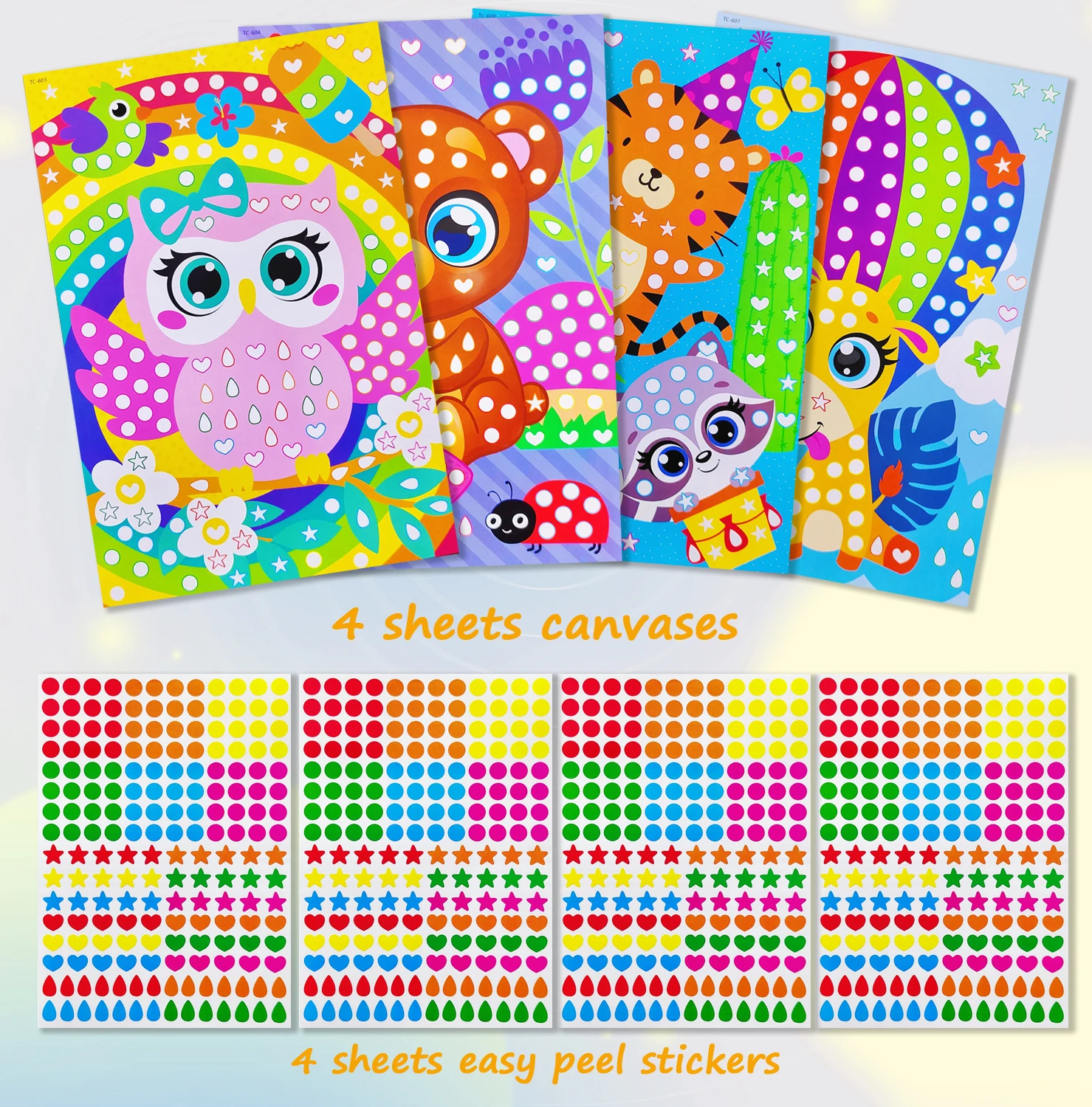 Children Dot Coloring Book DIY Color Dot Cartoon Animal Drawing Mosaic Puzzle Stickers Children Learn Creative Educational Toys