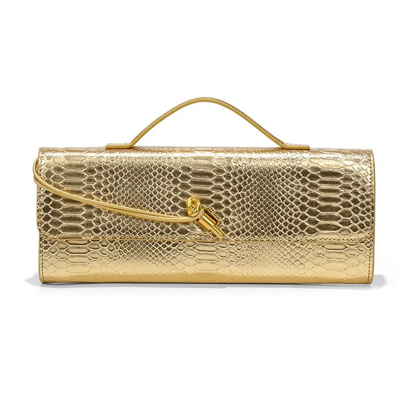 

Python-embossed Baguette Bag for Women, Handmade Luxury Shoulder Purse Runway Style Evening Party Clutch, Designer Crossbody Bag