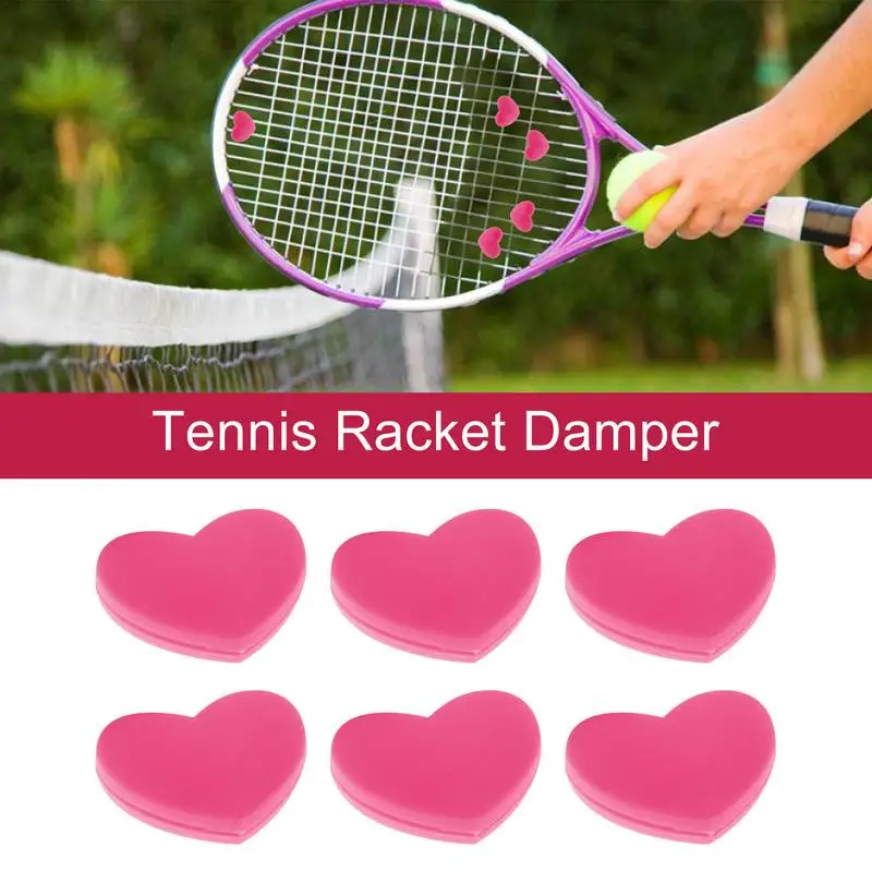 6Pcs Heart Shape Tennis Racket Shock Absorbers Vibration Dampeners Anti-vibration Silicone Sports Accessories