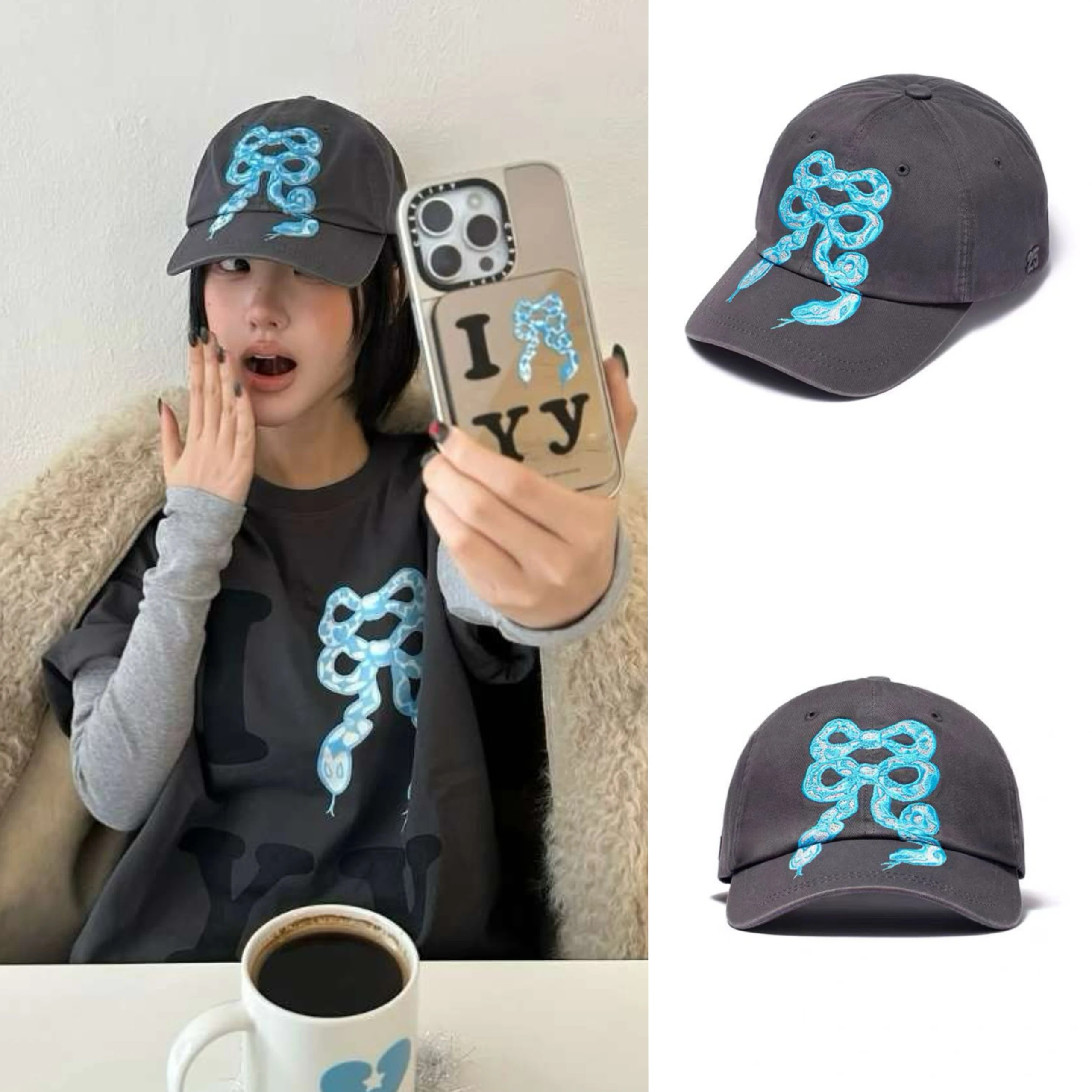 

Limited Edition Snake Year Openyy Small Snake Bowtie Embroidered Baseball Cap Sunade Hat Flat Brim Casual ex Cotton Hat