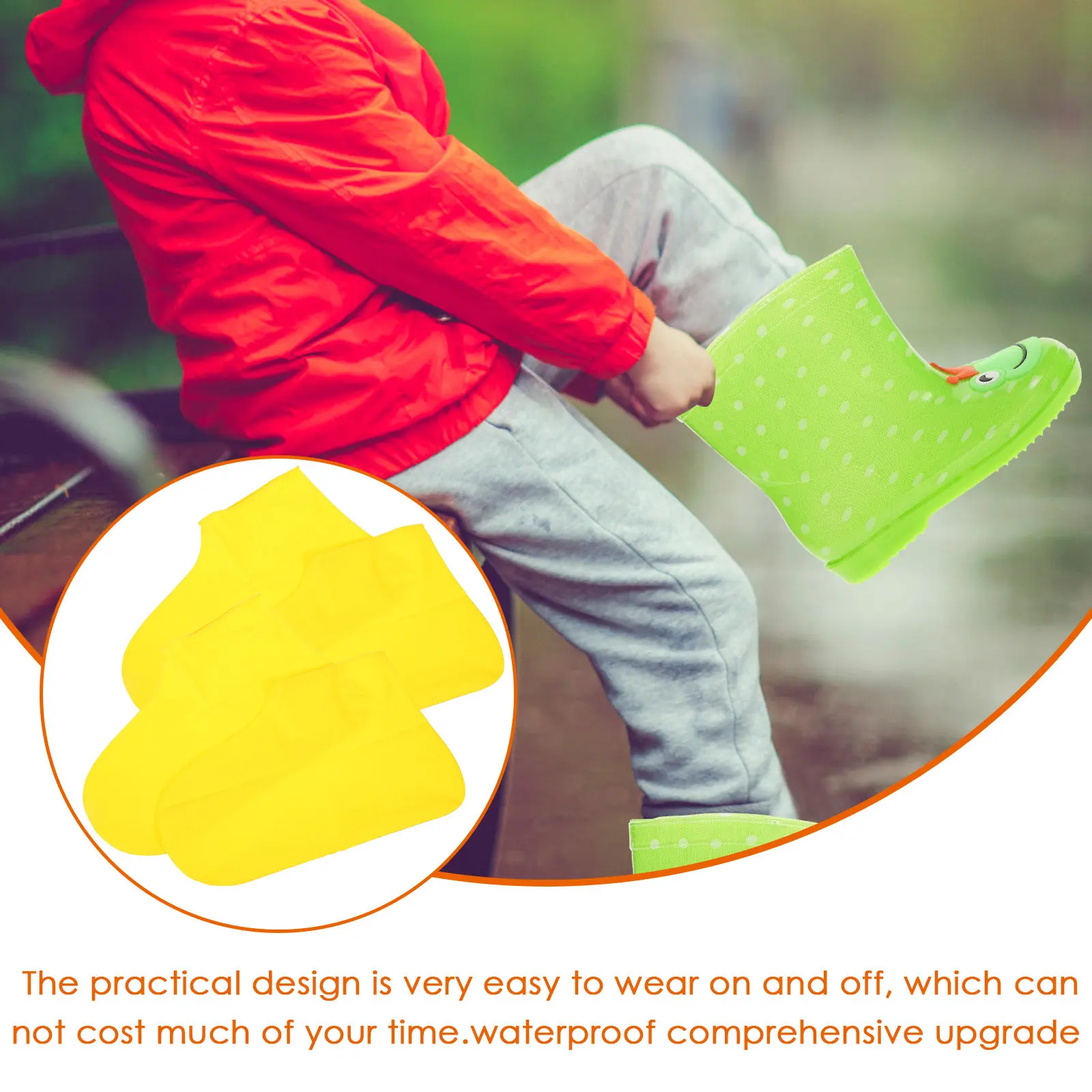 2Pairs Rain Boot Protector Waterproof Thickened Latex Non Slip Durable Elastic Shoes Cover Reusable Safety Boot Cover for Sports