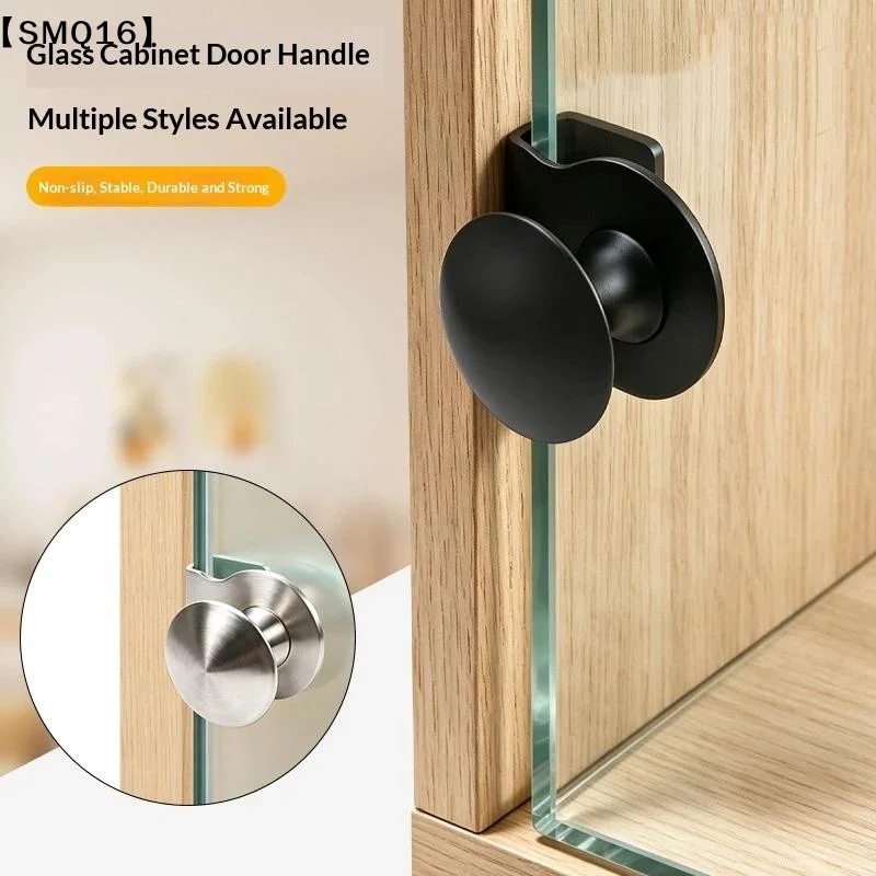 Stainless Steel No Drill Glass Cabinet Door Pull Anti Slip Long Lasting Durable For Bathroom Kitchen Glass Cabinet Doors【SMQ】