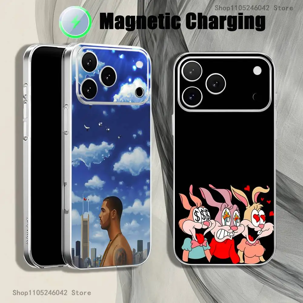 

SSS4U D-Drake new Album For iPhone 17,16,15,14,13,12,11Pro,Max,Plus,Mini Magnetic Wireless Charging Transparent White Phone Case