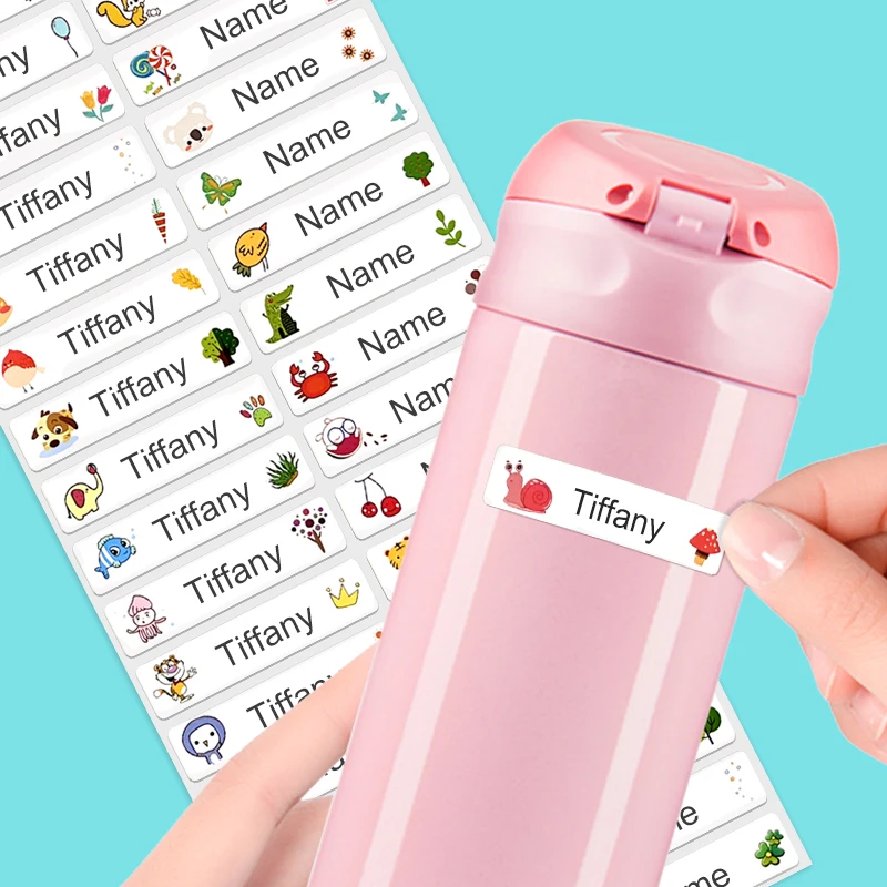 ‌ Autocollants de nom imperméables personnalisés pour fournitures scolaires – Étiquettes personnalisées pour livres, sacs et bouteilles pour enfants, marquage multilingue