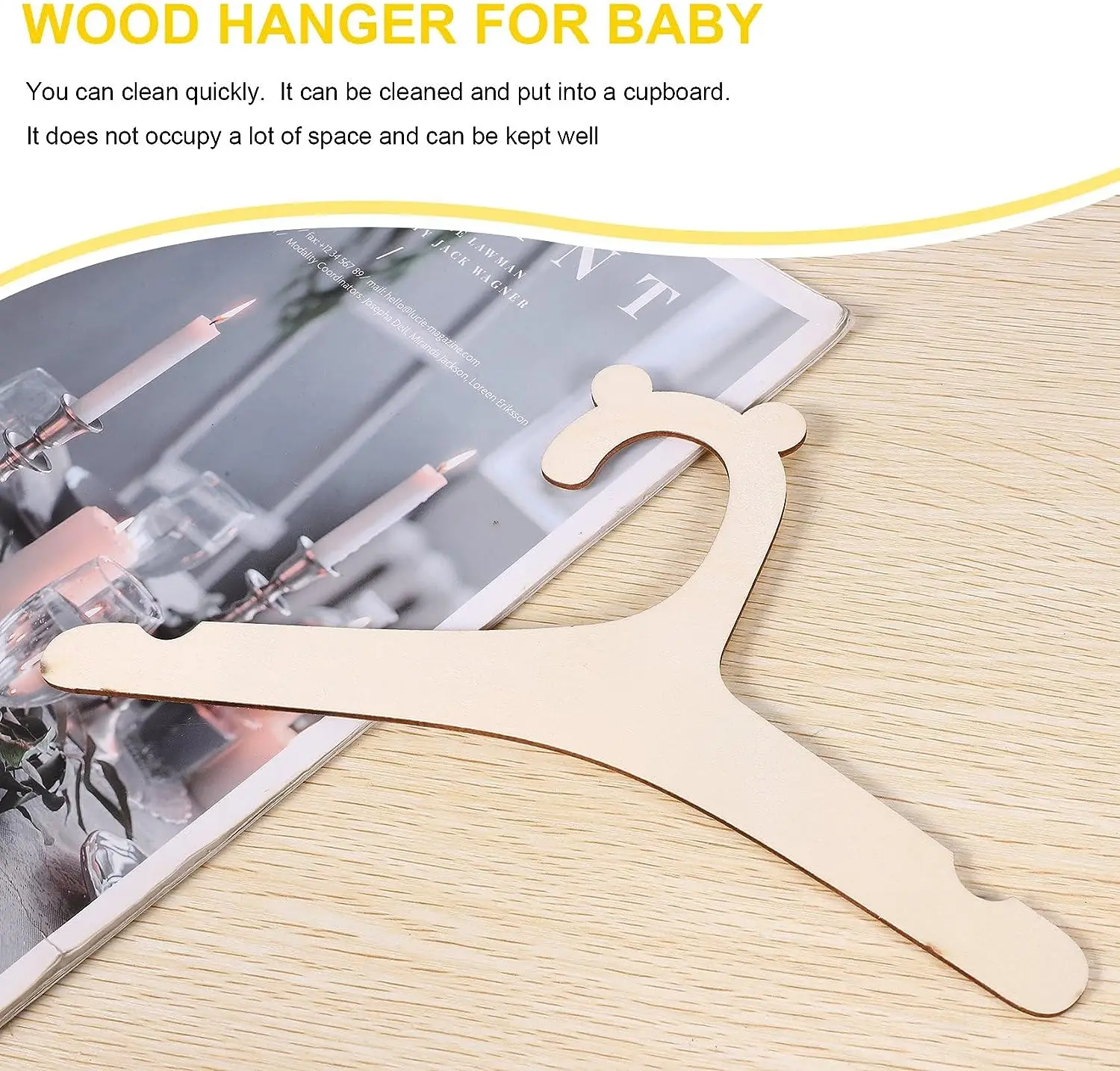 20pcs Baby Clothes Rack Wooden Children Clothing Hanger Cute Bear Drying Hanger Home Princess Room Nursery Decor Kids Present