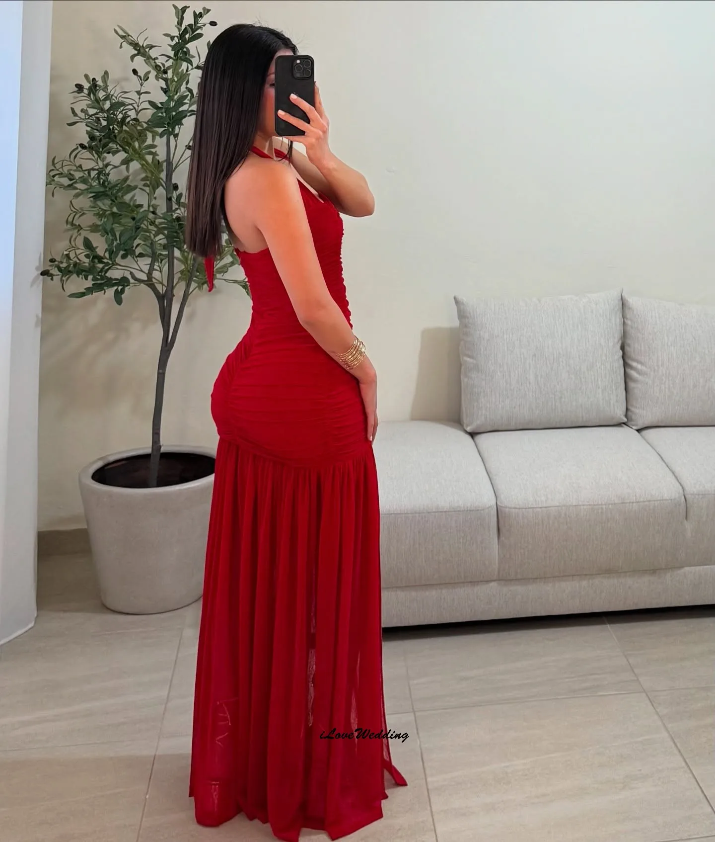 فساتين لحضور الحفلات الموسيقية من الشيفون الأحمر 2025 فستان حفلات أنيق للمرأة فساتين سهرة رسمية مكشكشة بدون ظهر بدون أكمام حسب الطلب #4