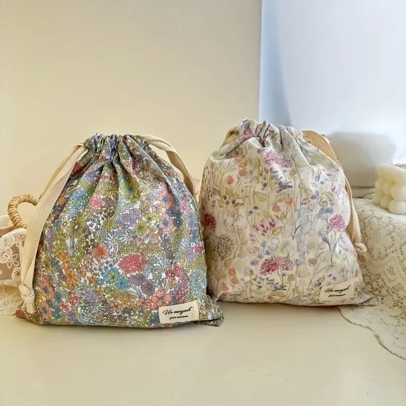 

New Home Embroidered Bow Drawstring Bag, Multipurpose Storage Box, Portable Travel and Household Dust Bag, Mom and Diaper Bag