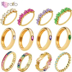 24K Gold Europe United States Retro Personality Lrregular Design Colored Zircon Ring Women's Noble Luxurious Wedding Jewelry