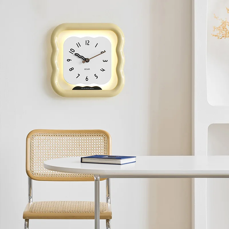 Cream Style Hanging Clock for Living Room, Modern Minimalist Art for Home Use