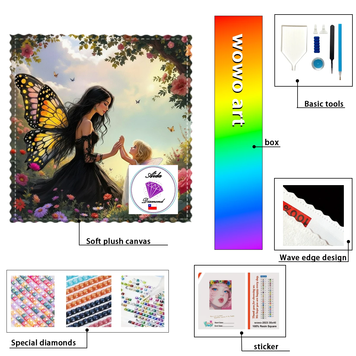 

【Aida_ Diamond Art】Бабочка и Дева-бабочка: идеальные стразы Crystal AB и FD из смолы, имитирующие бриллианты