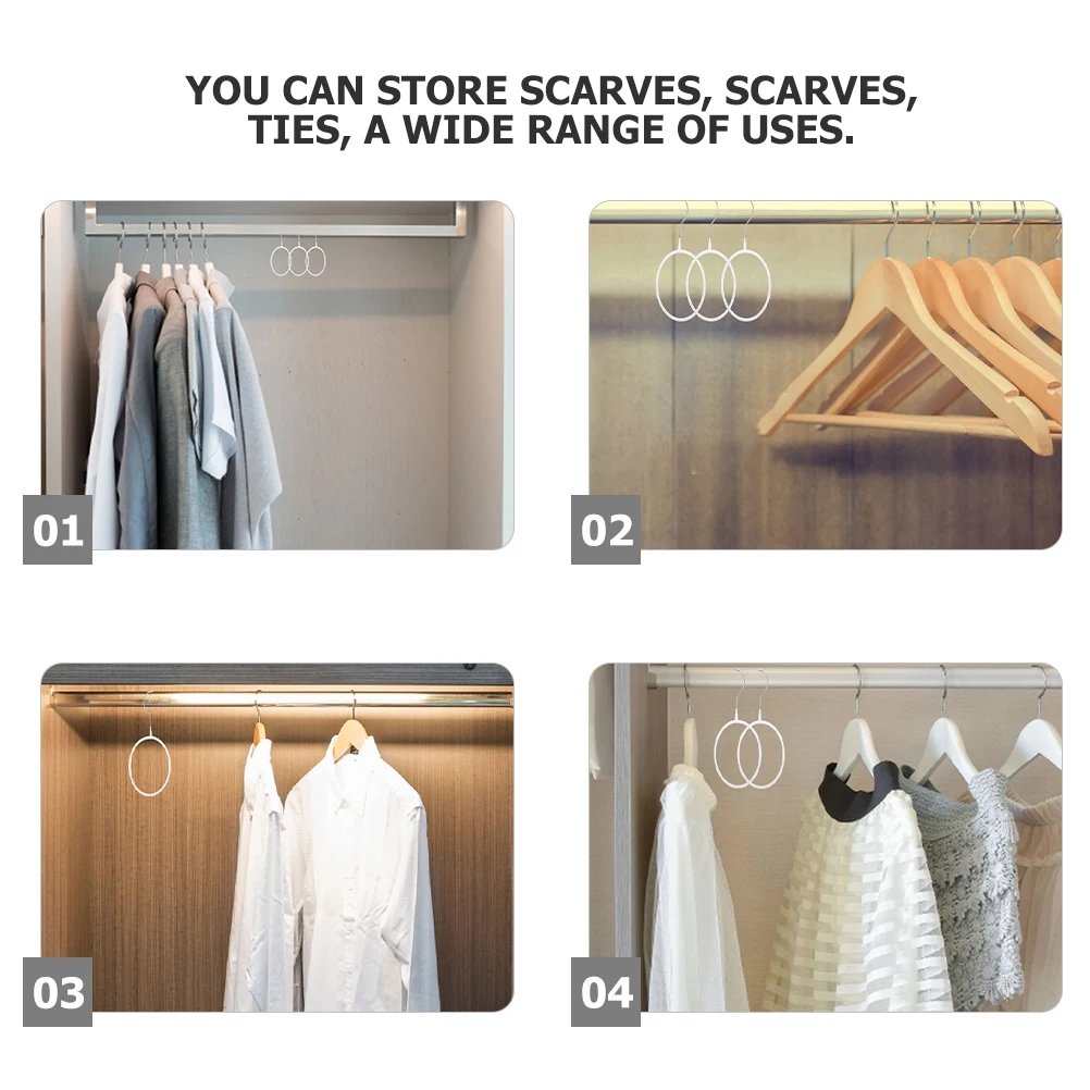 

10pcs Scarf Ring Holder Rack For Closet Clothes Hanger White Pvc Travel Scarf Display Tie Hanger Ribbon Storage Wardrobe