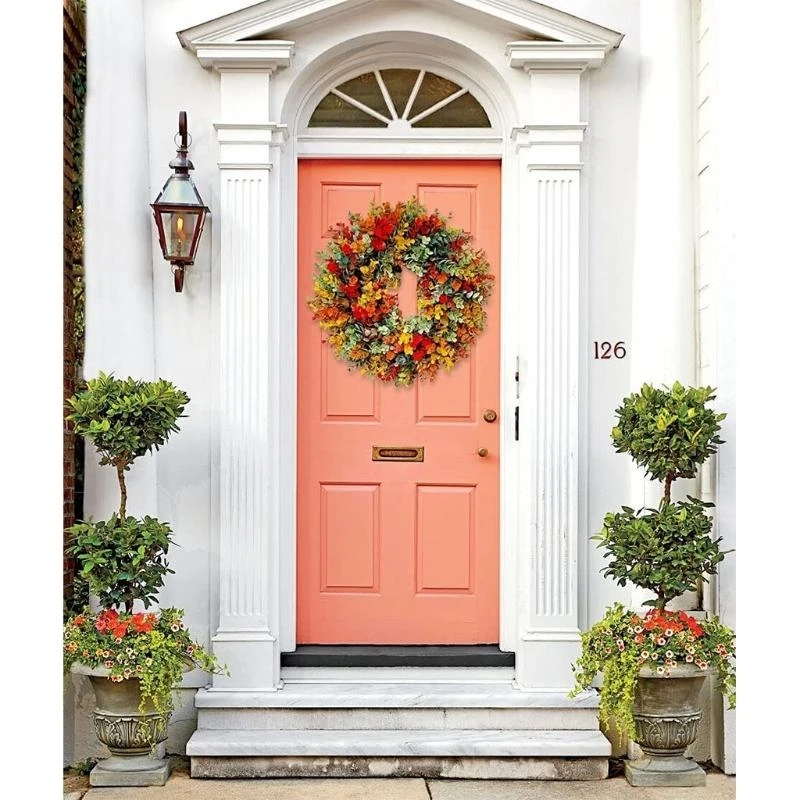 Christmas Imitation Plants Wreath Ornaments Hanging Front Door Home Party 15UB view 3
