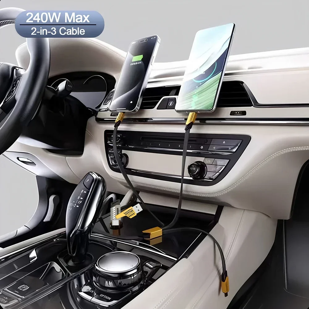 3 في 2 240 واط كابل شحن سريع ل مايكرو USB نوع C 1.2 متر المحمولة متعددة ميناء سلك شحن مزامنة البيانات كابل بيانات الشحن السريع #3