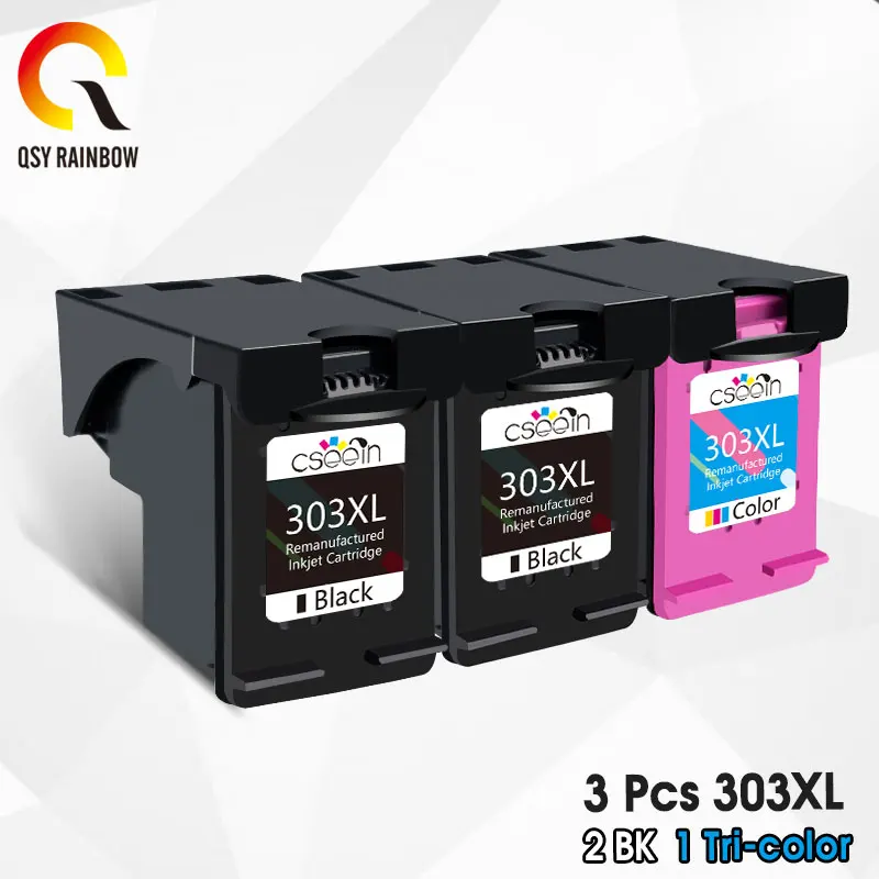 QSYRAINBOW 303XL Ink Cartridge Replacement For HP 303 XL HP303 Envy 6220 7820 7822 7830 7158  7132 7120 7164 Printer