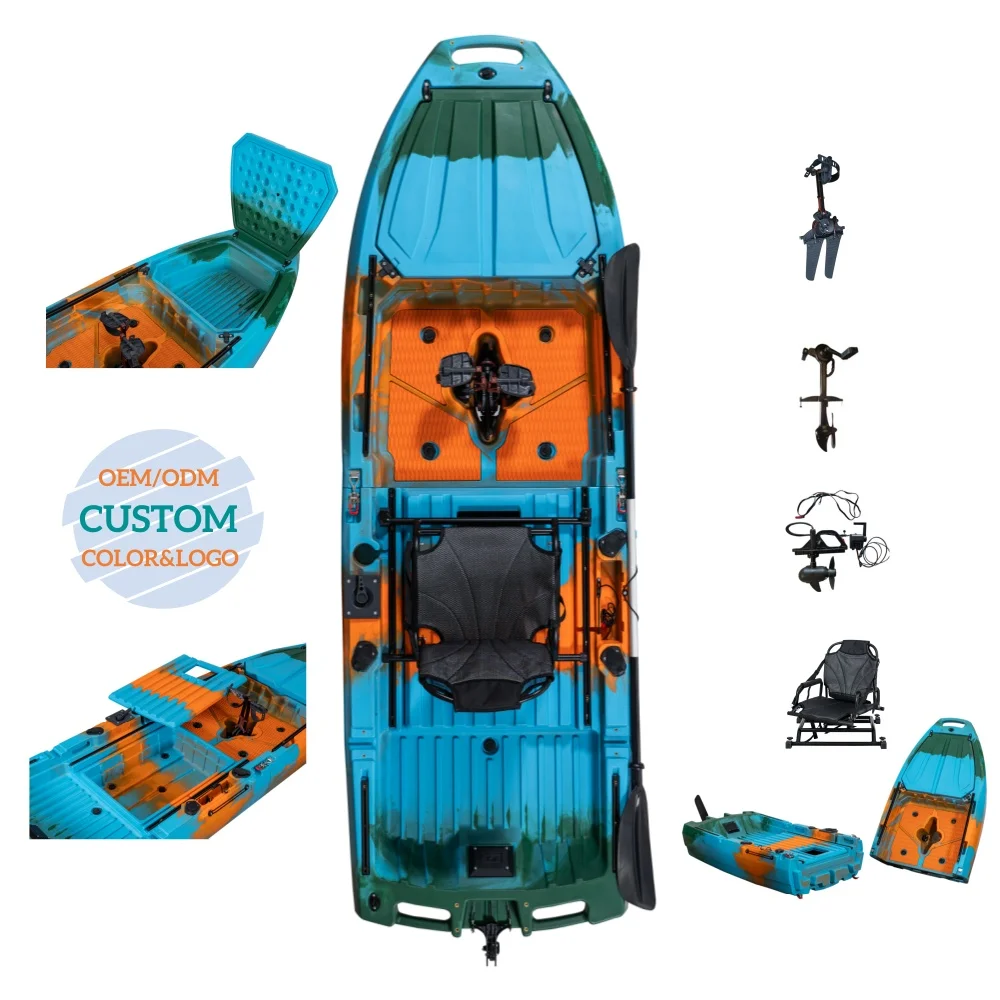 Modular Single Person HDPE Plastic Kayak 3m Long 1m Wide Pedal Fishing Live Fish Cabin Surfing Canoe for Rivers 3m Dectable