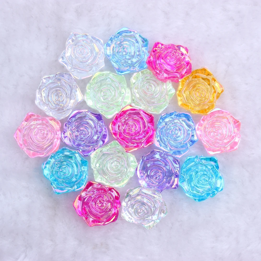 

Rose Flower 18mm 200pcs Many AB Color To Choose Half Imitation Pearls Flatback ABS Resin Material Great Clothes Shoes Scrapbooks