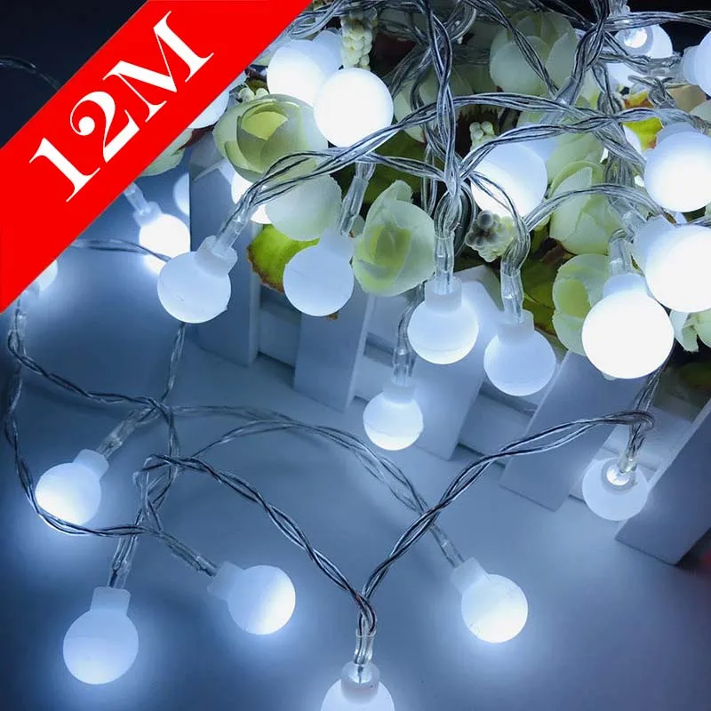 2022 Christmas Ball LED String Light  Warm White Chain Fairy Light Holiday Christmas Wedding Outdoor Decor Battery Operated 3m