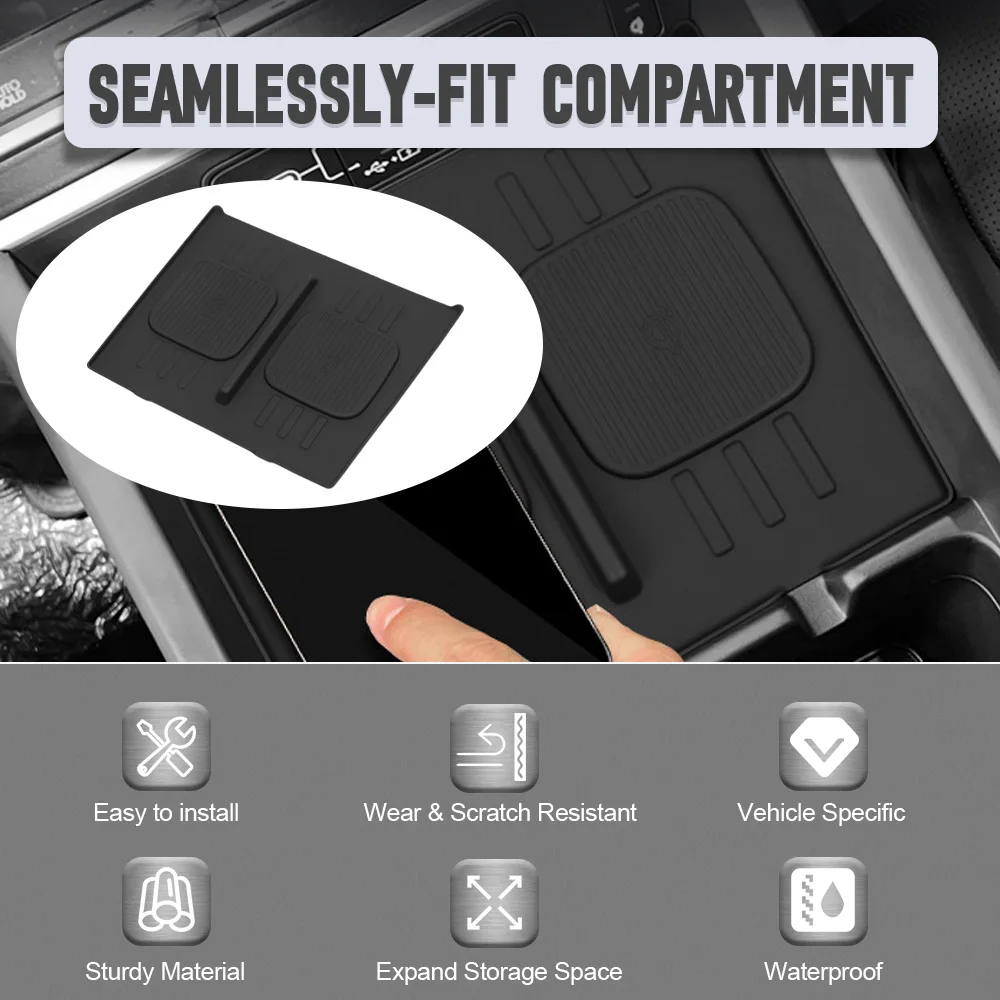 

Car Wireless Charging Black Silicone Pad Center Console Wireless Charger Mat for Hyundai Santa Fe 2024-2025