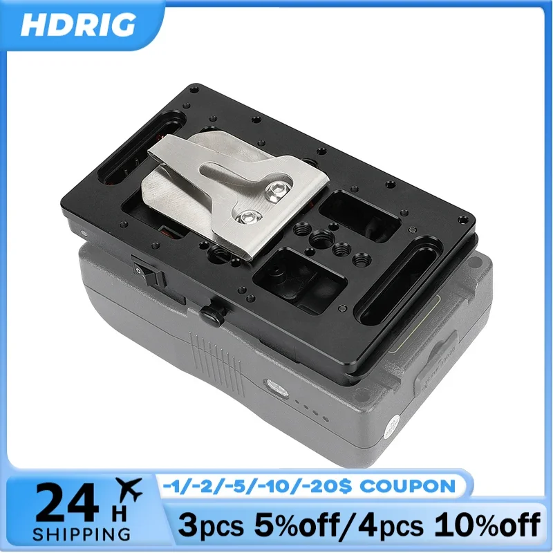 HDRIG V Lock Mount Power Splitter Camera Battery Plate With Belt Clip for DSLR Camera Accessories