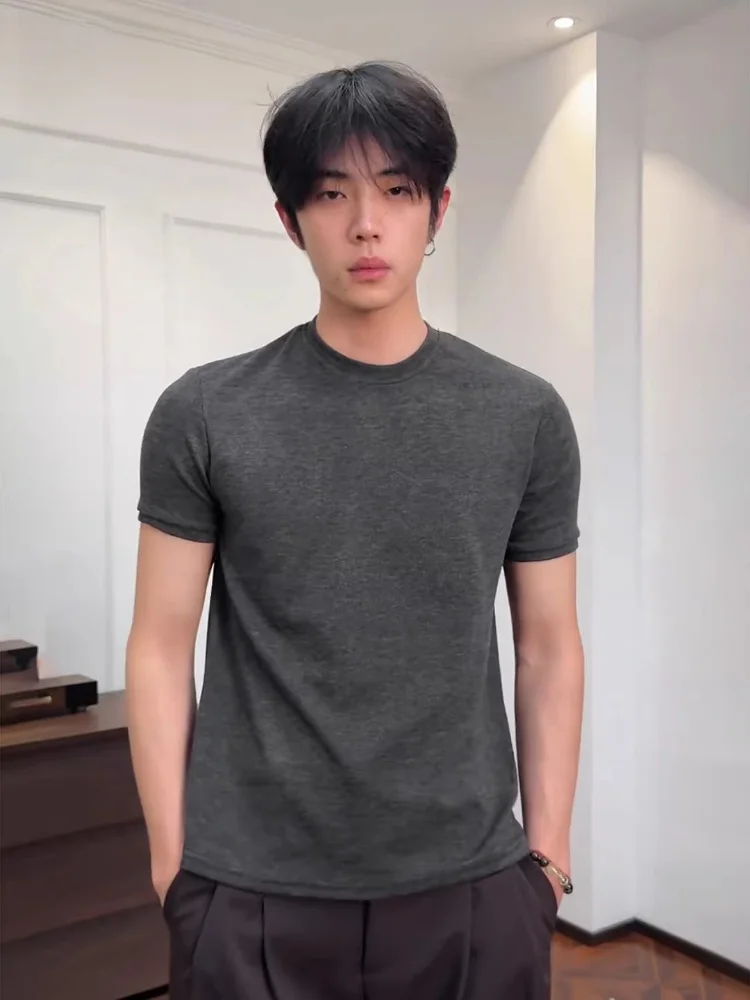 Deep ey Fitn ort Sve T-irt Stand Fit round Ne Casual Sle Summer Comfortable Soft Tees for Men Running Dail...