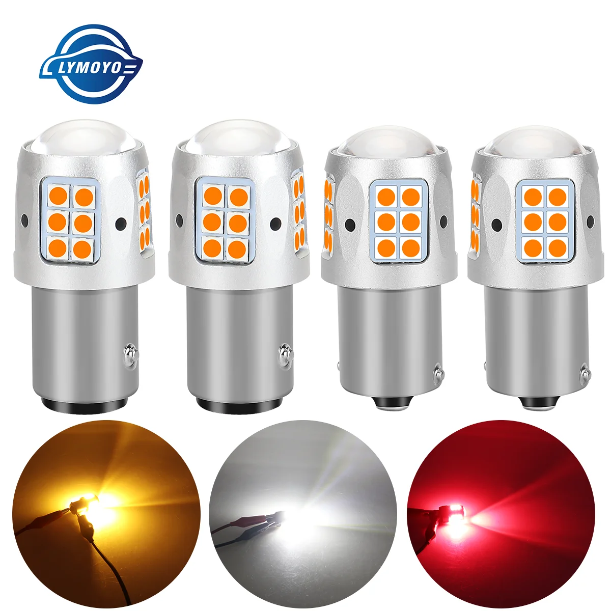 2PCS Canbus T20 LED Bulbs 7440 7443 White/Amber Car Turn Signal 1156 BA15S BAU15S 1157 BAY15D Reverse Lamp Daytime Running Lamp