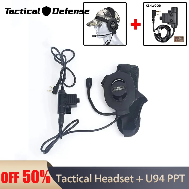 

WADSN Bowman Elite II Tactical Headset Unilateral Communication Headphone U94 PTT Kenwood Plug For Baofeng UV-5R Radio Walkie